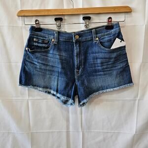 7 For All Mankind Jeans Shorts Raw Hem Blue Size 32